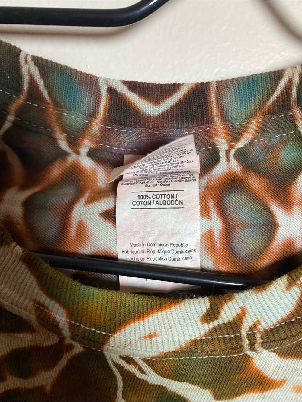 Earth-Tone Tie-Dye Short Sleeve Cotton T-Shirt - Multicolor Small - Picture 4 of 5
